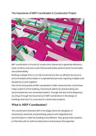 The Importance of MEP Coordination in Construction Project