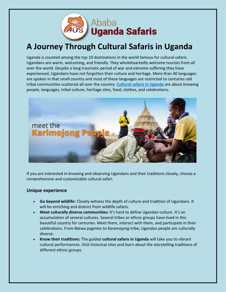 a journey through cultural safaris in uganda