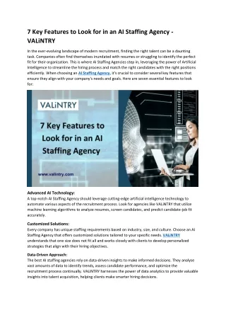 7 Key Features to Look for in an AI Staffing Agency