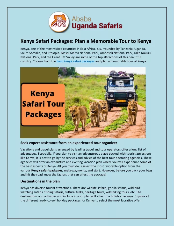 kenya safari packages plan a memorable tour