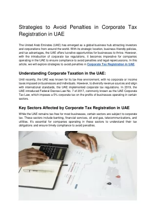 Strategies to Avoid Penalties in Corporate Tax Registration in UAE