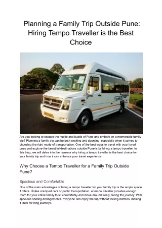 Planning a Family Trip outside Pune_ Hiring Tempo Traveller is the Best Choice