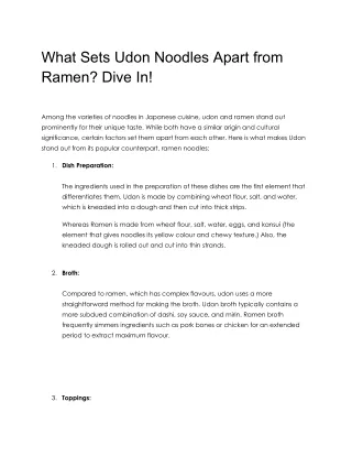 What Sets Udon Noodles Apart from Ramen