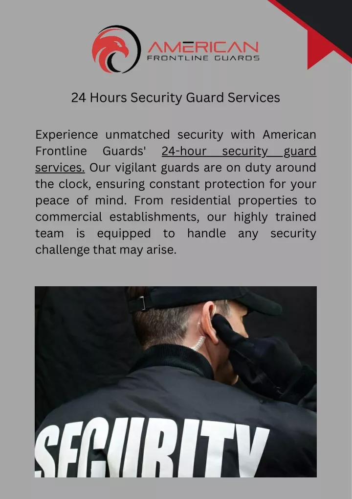 24 hours security guard services