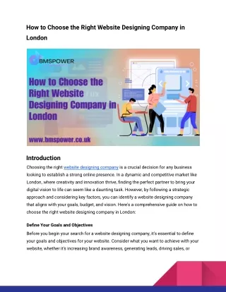 How to Choose the Right Website Designing Company in London