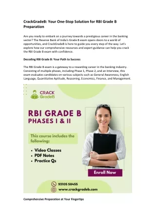 CrackGradeB Your One-Stop Solution for RBI Grade B Preparation