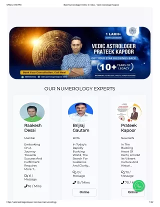 Best Numerologist Online In India - Vedic Astrologer Kapoor