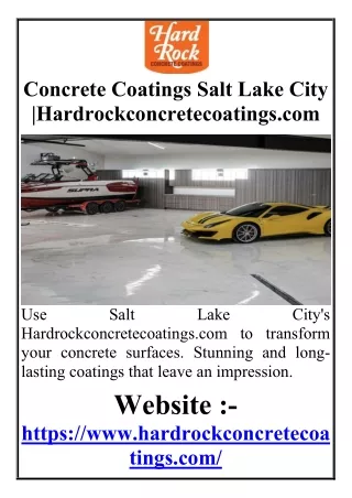 Concrete Coatings Salt Lake City  Hardrockconcretecoatings.com