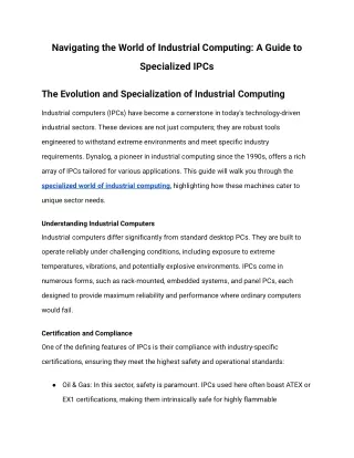 Navigating the World of Industrial Computing_ A Guide to Specialized IPCs