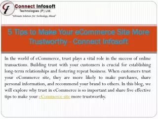 5 Tips to Make Your eCommerce Site More Trustworthy  Connect Infosoft