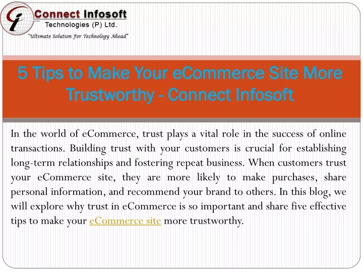 5 tips to make your ecommerce site more trustworthy connect infosoft