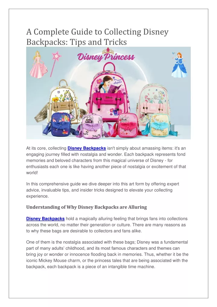 a complete guide to collecting disney backpacks