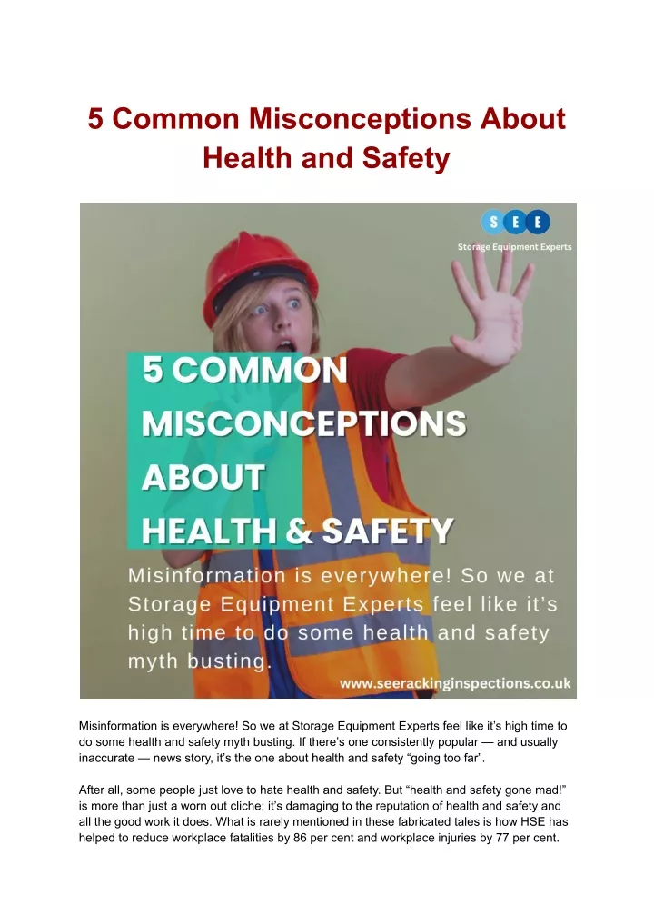 5 common misconceptions about health and safety