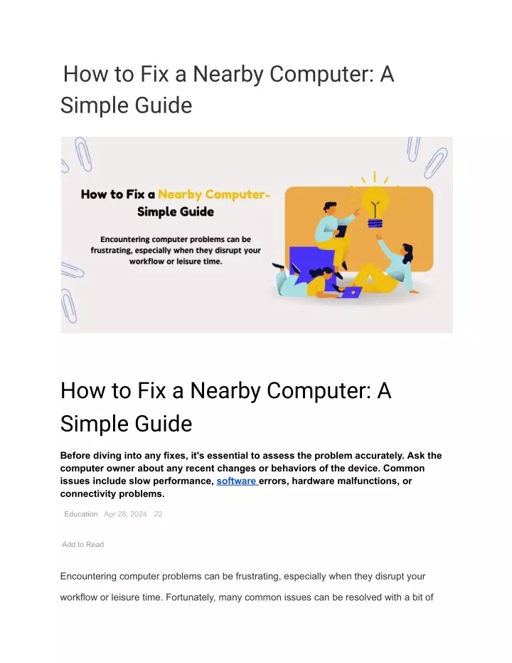 how to fix a nearby computer a simple guide