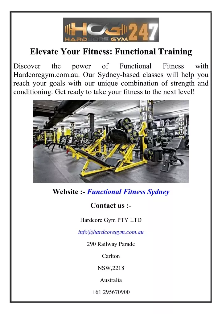 elevate your fitness functional training