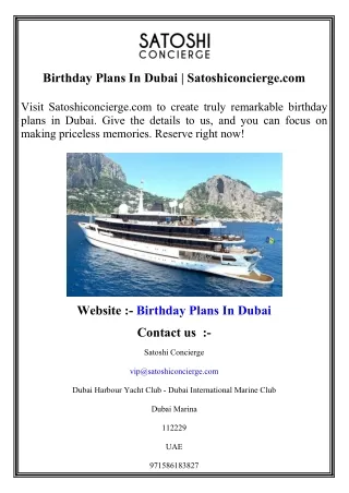 Birthday Plans In Dubai   Satoshiconcierge.com