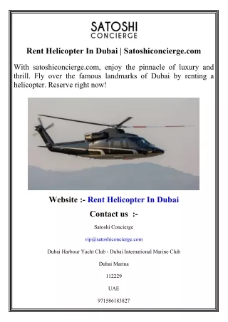 Rent Helicopter In Dubai   Satoshiconcierge.com