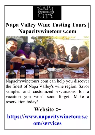 Napa Valley Wine Tasting Tours Napacitywinetours.comdocx