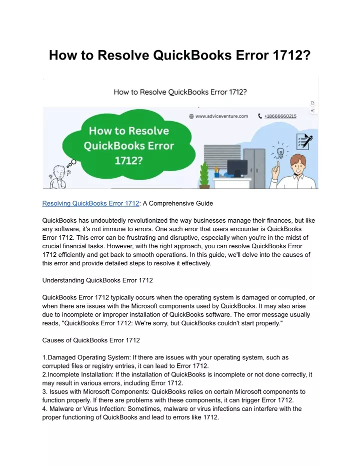 how to resolve quickbooks error 1712