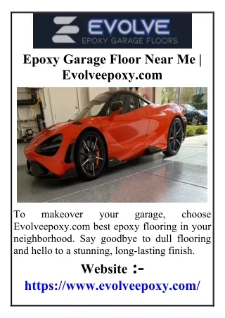 Epoxy Garage Floor Near Me  Evolveepoxy.com