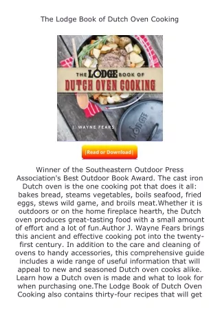 Pdf⚡(read✔online) The Lodge Book of Dutch Oven Cooking