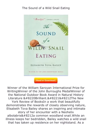 Download⚡(PDF)❤ The Sound of a Wild Snail Eating