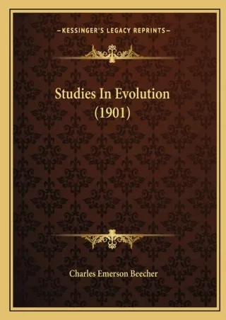 PDF/READ❤  Studies In Evolution (1901)