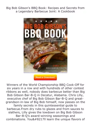 full✔download️⚡(pdf) Big Bob Gibson's BBQ Book: Recipes and Secrets from a