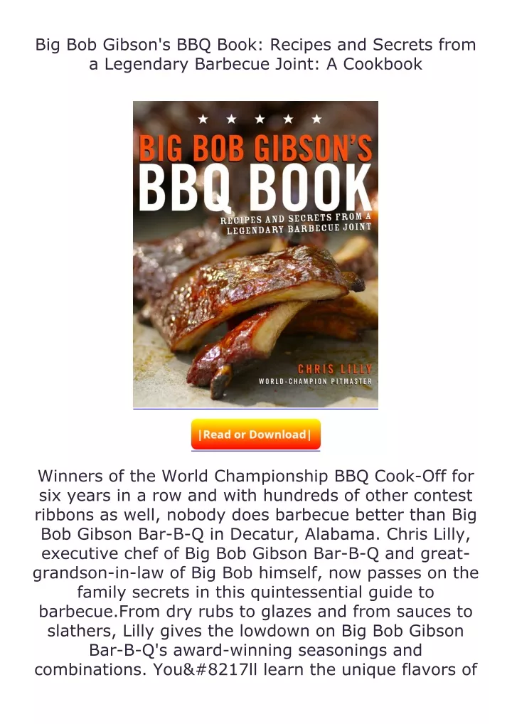 PPT - full download️⚡(pdf) Big Bob Gibson's BBQ Book: Recipes and ...