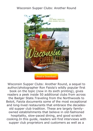 read ❤️(✔️pdf✔️) Wisconsin Supper Clubs: Another Round