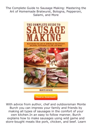 read ❤️(✔️pdf✔️) The Complete Guide to Sausage Making: Mastering the Art of