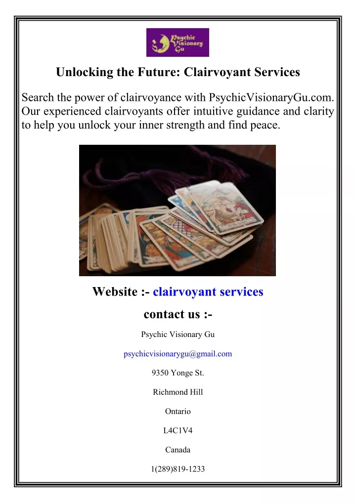 unlocking the future clairvoyant services