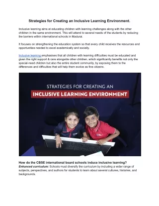 Strategies for Creating an Inclusive Learning Environment