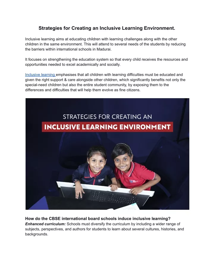 strategies for creating an inclusive learning