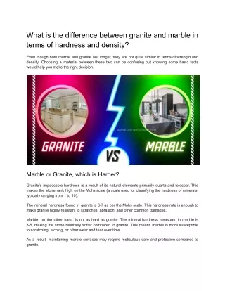 What is the Difference Between Granite and Marble in Terms of Hardness & Density