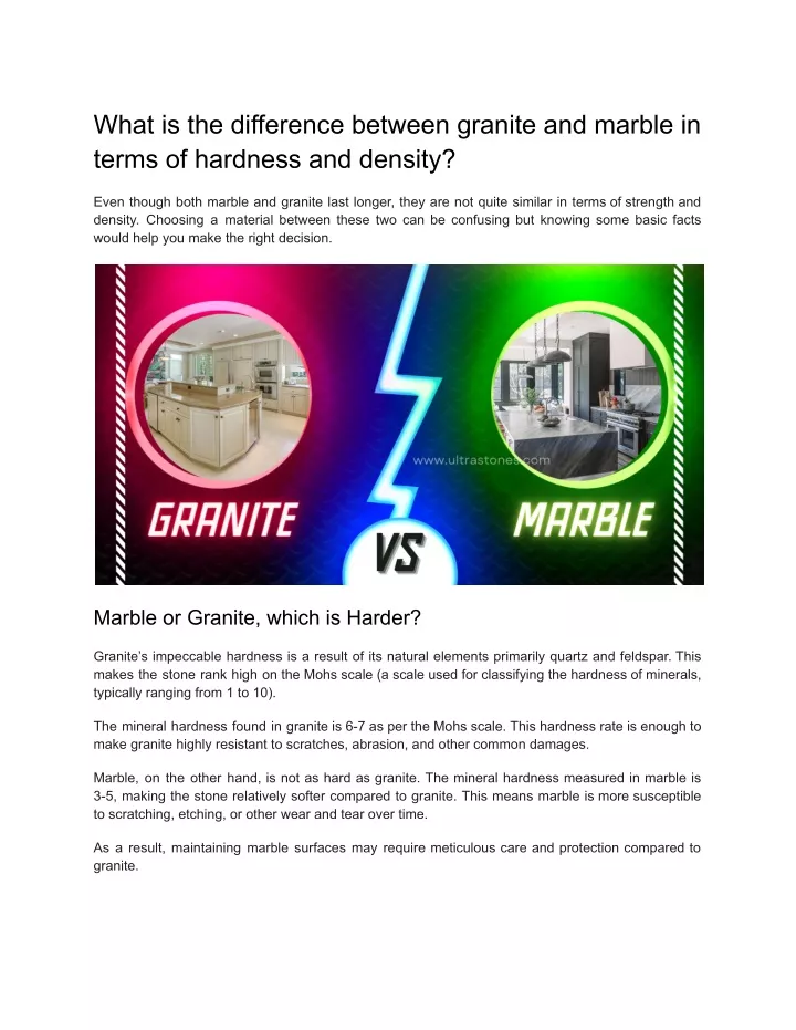 what is the difference between granite and marble