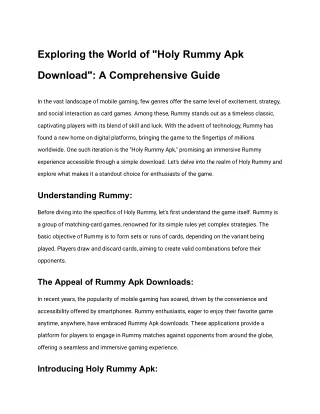 Holy Rummy Apk Download