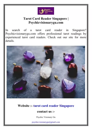 Tarot Card Reader Singapore   Psychicvisionarygu.com