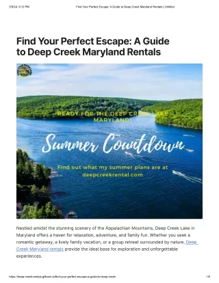 Find Your Perfect Escape_ A Guide to Deep Creek Maryland Rentals