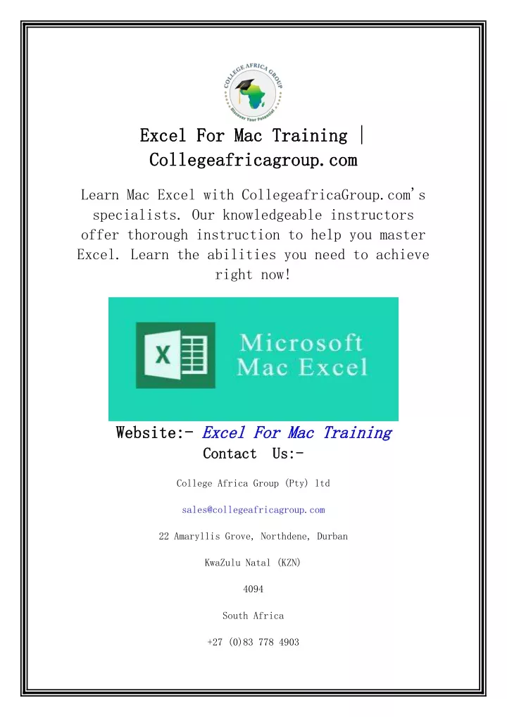 excel excel for collegeafricagroup