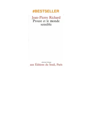 [DOWNLOAD]⚡️PDF✔️ Proust et le Monde sensible (Poétique) (French Edition)