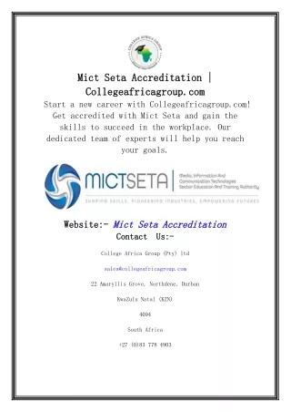 Mict Seta Accreditation | Collegeafricagroup.com