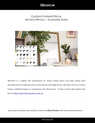 custom framed mirror 26 inch mirrors available
