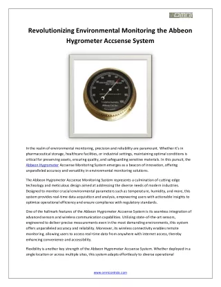 Revolutionizing Environmental Monitoring the Abbeon Hygrometer Accsense System