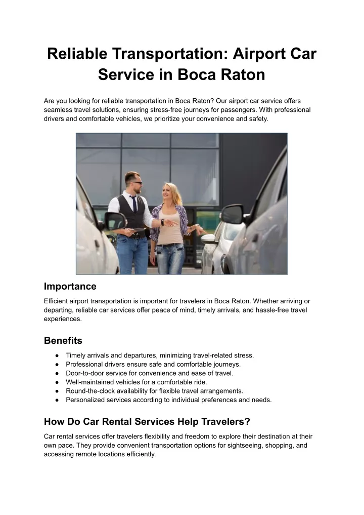 reliable transportation airport car service