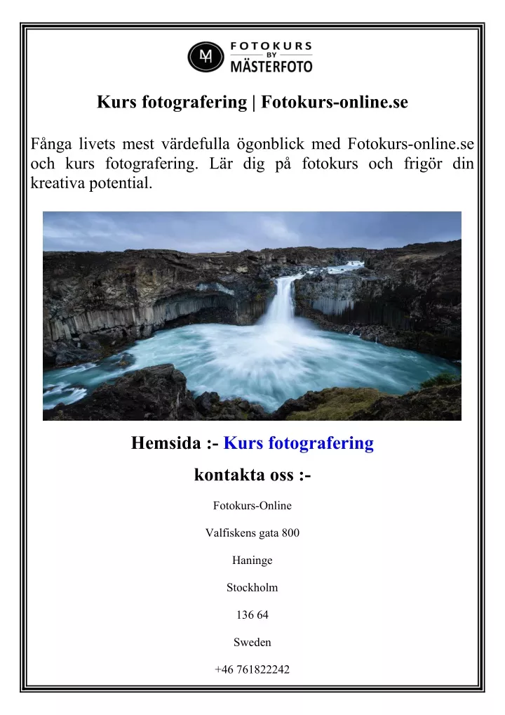 kurs fotografering fotokurs online se