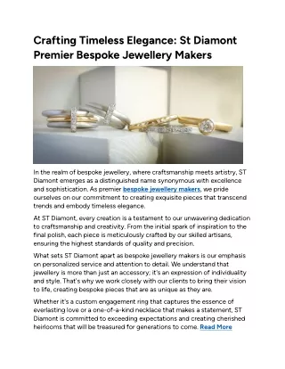 Crafting Timeless Elegance St Diamont Premier Bespoke Jewellery Makers