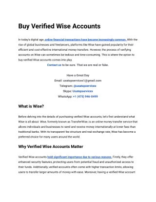 3 Best To Buy Verified Wise Accounts