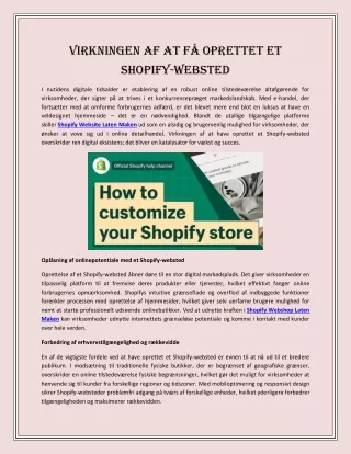 Virkningen af ​​at få oprettet et Shopify-websted