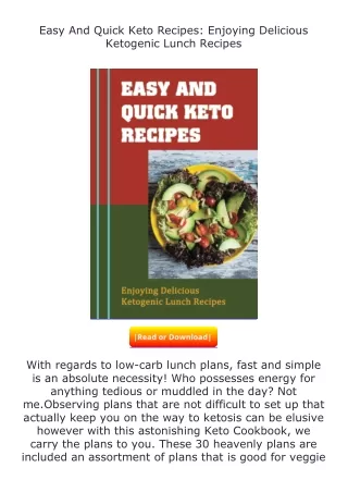 download⚡️ free (✔️pdf✔️) Easy And Quick Keto Recipes: Enjoying Delicious K